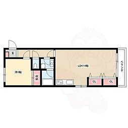 赤城パークマンション 1LDKの間取図画像
