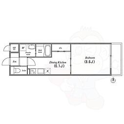 グラマシー白川公園 1DKの間取図画像
