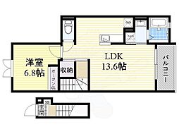 カーサベーネ 1LDKの間取図画像