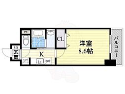 レジディア高岳 1Kの間取図画像