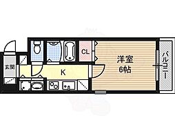 CREA花の木 1Kの間取図画像