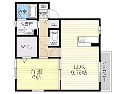 リバージュB 1LDKの間取図画像