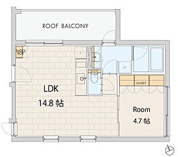 エスセナーリオ青葉台デュオII 1LDKの間取図画像