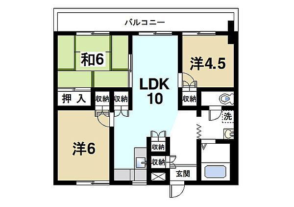 奈良県天理市田井庄町(賃貸マンション3LDK・4階・64.80㎡)の写真 その2