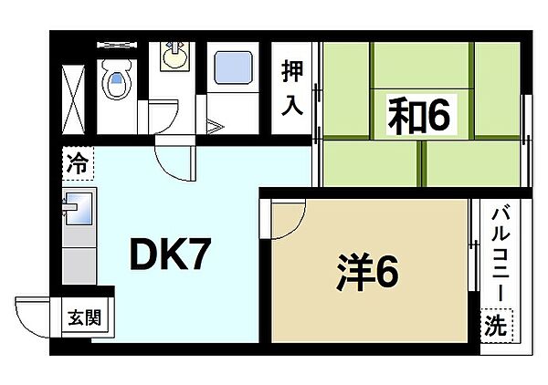 ウエストアベニュー ｜奈良県奈良市北之庄西町1丁目(賃貸マンション2DK・2階・43.74㎡)の写真 その2