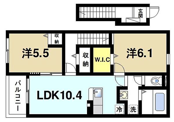 ハイフィールドIII 203｜奈良県奈良市高畑町(賃貸アパート2LDK・2階・58.60㎡)の写真 その3