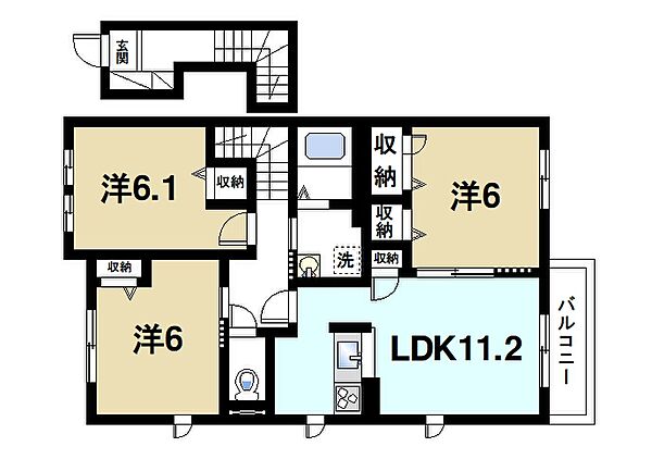 イーズテラス飛鳥A ｜奈良県奈良市南肘塚町(賃貸アパート3LDK・2階・69.51㎡)の写真 その2