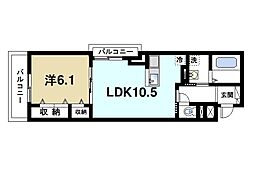 ブランドールα 3階1LDKの間取り