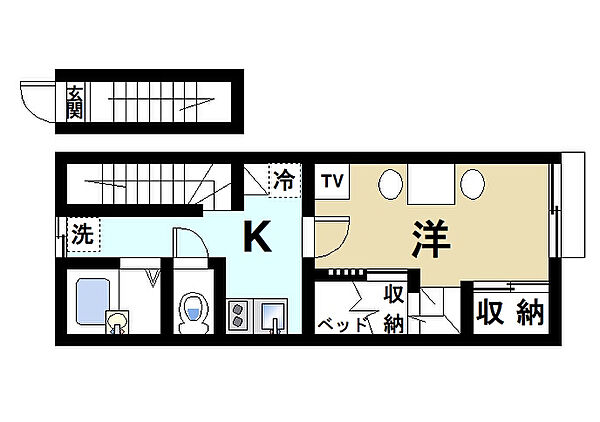 奈良県天理市東井戸堂町(賃貸アパート1K・2階・26.08㎡)の写真 その2