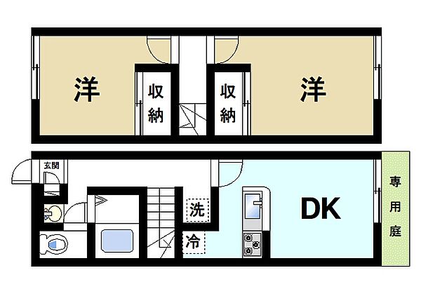 画像2:2LDKの間取りです