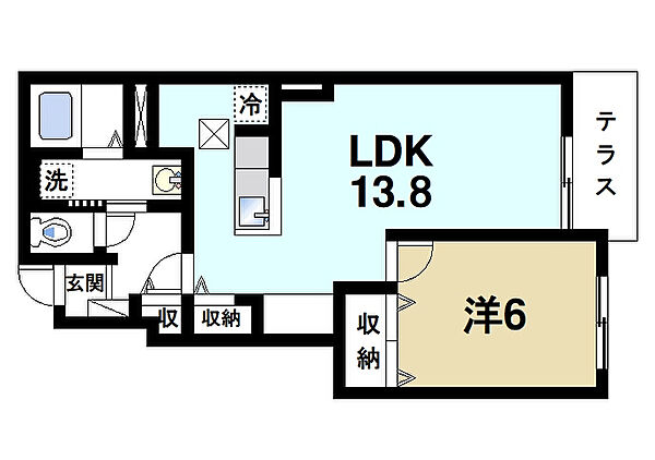 京都府木津川市梅美台6丁目(賃貸アパート1LDK・1階・45.89㎡)の写真 その2