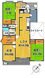 府公社北助松第2次団地9号棟 3SLDKの間取図画像