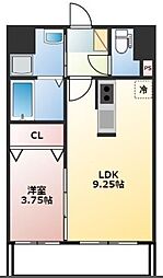 福岡市地下鉄空港線 東比恵駅 徒歩16分の賃貸マンション 8階1LDKの間取り