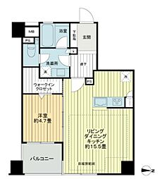 ライオンズ赤坂セントマークス 1LDKの間取図画像