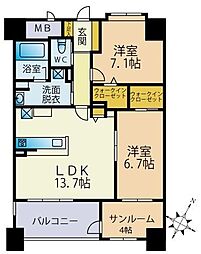 ラ・メール港 2SLDKの間取図画像