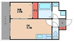 ディモーラ博多 1DKの間取図画像