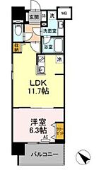 ウィスタリアレジデンス博多 1LDKの間取図画像
