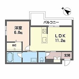 シャーメゾンマーレ竹下 1LDKの間取図画像