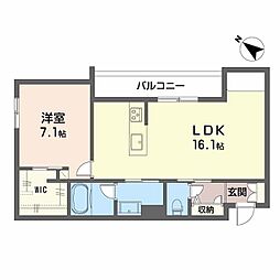 シャーメゾンマーレ竹下 1LDKの間取図画像