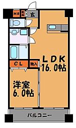 リバティ天神南 1LDKの間取図画像