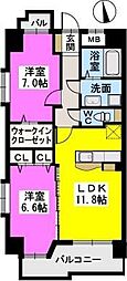 モンテ・オットー西公園 2LDKの間取図画像