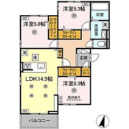 D-ROOM美野島 3LDKの間取図画像