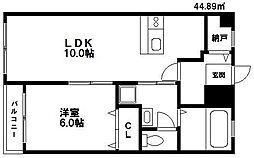 清ビル 1LDKの間取図画像