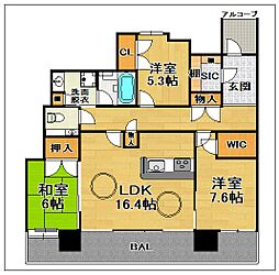 プレミスト千早タワーツインマークス 3LDKの間取図画像