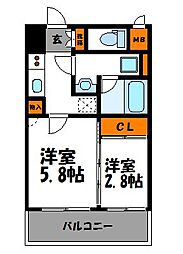 レジデンシャルヒルズデュオプレイス 2Kの間取図画像