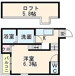 リバティ美野島 1SKの間取図画像