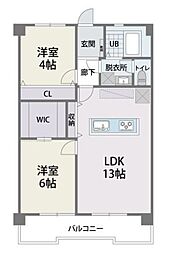 高宮春野ハイツ 2LDKの間取図画像