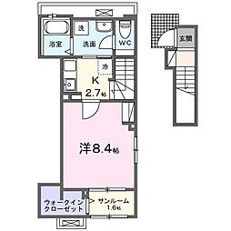 JR鹿児島本線 南福岡駅 徒歩34分の賃貸アパート 2階1Kの間取り