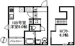 福岡市地下鉄箱崎線 貝塚駅 徒歩10分の賃貸アパート 1階ワンルームの間取り