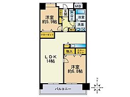 リジェール箱崎 2LDKの間取図画像