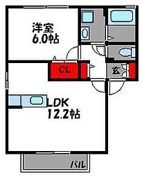 フルリール和白 1LDKの間取図画像