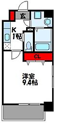 アムールレヴール 1Kの間取図画像