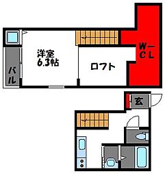 ピエス千早A 1Kの間取図画像