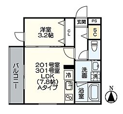 nono和白東 1LDKの間取図画像