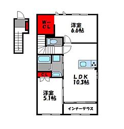 グランディール青葉 2LDKの間取図画像