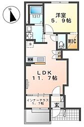 仮)三苫3丁目新築アパート 1LDKの間取図画像