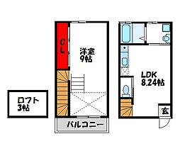 マルベリー天神 1LDKの間取図画像