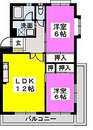 サンハイツ三苫 2LDKの間取図画像