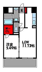 セゾン・ドール貝塚 1LDKの間取図画像