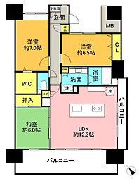 グランフォセットいわきリバーサイド 3LDKの間取図画像