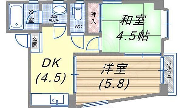 兵庫県神戸市兵庫区浜崎通(賃貸マンション2DK・5階・35.19㎡)の写真 その2