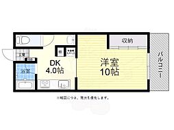 旭マンション 1DKの間取図画像