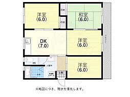 高倉台9団地34号棟 4DKの間取図画像