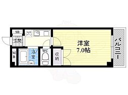 フリックコート 1Kの間取図画像