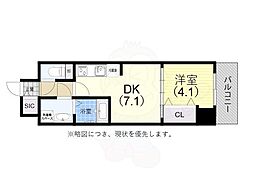 プレサンス神戸セレスティア 1DKの間取図画像