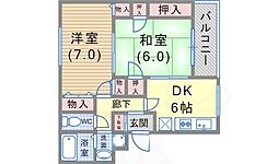ノイエステ瓦屋 2DKの間取図画像